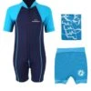 Deluxe Baby Swim Kit - Lycra Arm Wetsuit + Nappy Shorts + Towel (Aqua) -Dive Master Shop lycra arm aqua6 1