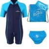Premier Baby Swim Kit - Lycra Arm Wetsuit + Swim Nappy + Towel + Bag (Aqua) -Dive Master Shop lycra arm aqua 10