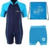 Deluxe Baby Swim Kit - Lycra Arm Wetsuit + Nappy Shorts + Bag (Aqua) -Dive Master Shop lycra arm aqua 3
