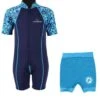 Essentials Baby Swim Kit - Patterned Lycra Arm Wetsuit + Nappy Shorts (Aqua) -Dive Master Shop lycra arm aqua 3 1 1