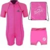 Deluxe Baby Swim Kit - Lycra Arm Wetsuit + Nappy Shorts + Bag (Pink) 1 Deluxe Baby Swim Kit - Lycra Arm Wetsuit + Nappy Shorts + Bag (Pink) -Dive Master Shop lycra arm pink