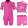 Premier Baby Swim Kit - Lycra Arm Wetsuit + Nappy Shorts + Towel + Bag (Pink) -Dive Master Shop lycra arm pink 8