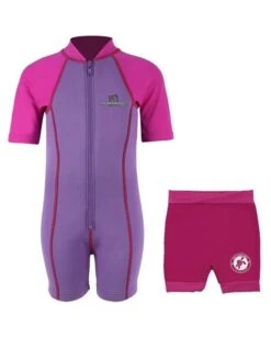 Essentials Baby Swim Kit - Lycra Arm Wetsuit + Nappy Shorts (Raspberry)