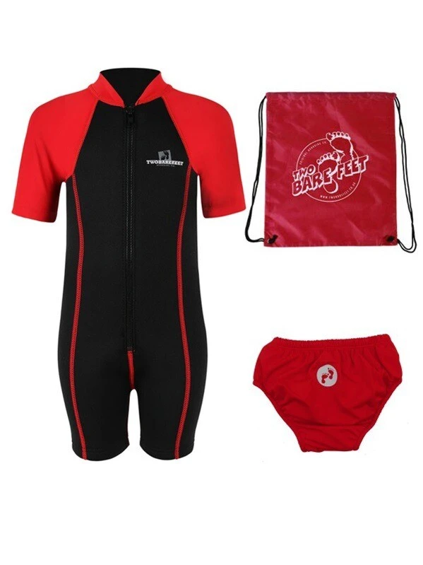 Deluxe Baby Swim Kit - Lycra Arm Wetsuit + Swim Nappy + Bag (Red) 3 Deluxe Baby Swim Kit - Lycra Arm Wetsuit + Swim Nappy + Bag (Red)
