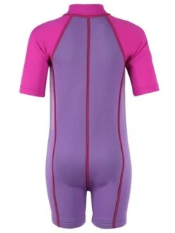 Deluxe Baby Swim Kit - Lycra Arm Wetsuit + Swim Nappy + Bag (Raspberry) -Dive Master Shop lycra armed baby lilac.raspberry back 3 1