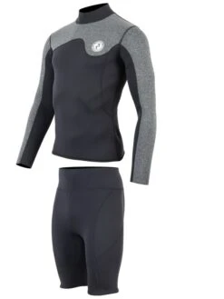 Two Bare Feet Mens Aspect Back Zip 2.5mm Wetsuit Jacket & Shorts Set (Black/Grey) -Dive Master Shop mens aspect back zip jacket black delta vista shorts 3