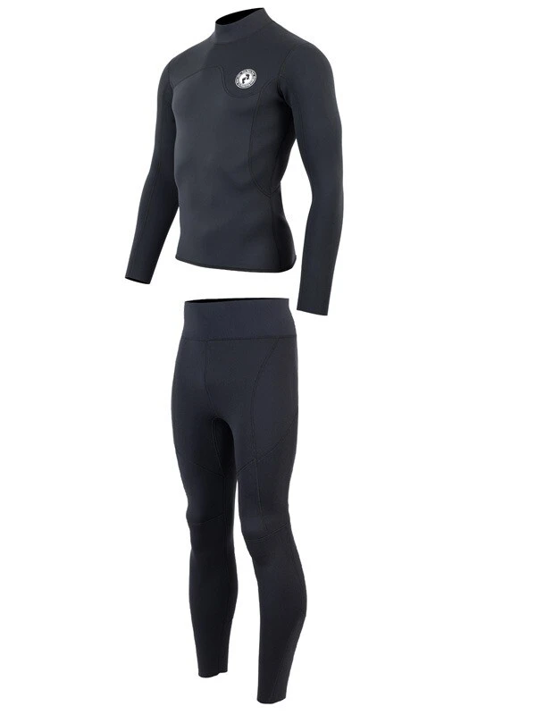 Two Bare Feet Mens Aspect Fleece Lined Zipless Thermal 2.5mm Superstretch Wetsuit Top & Pants Set (Black) - Image 3