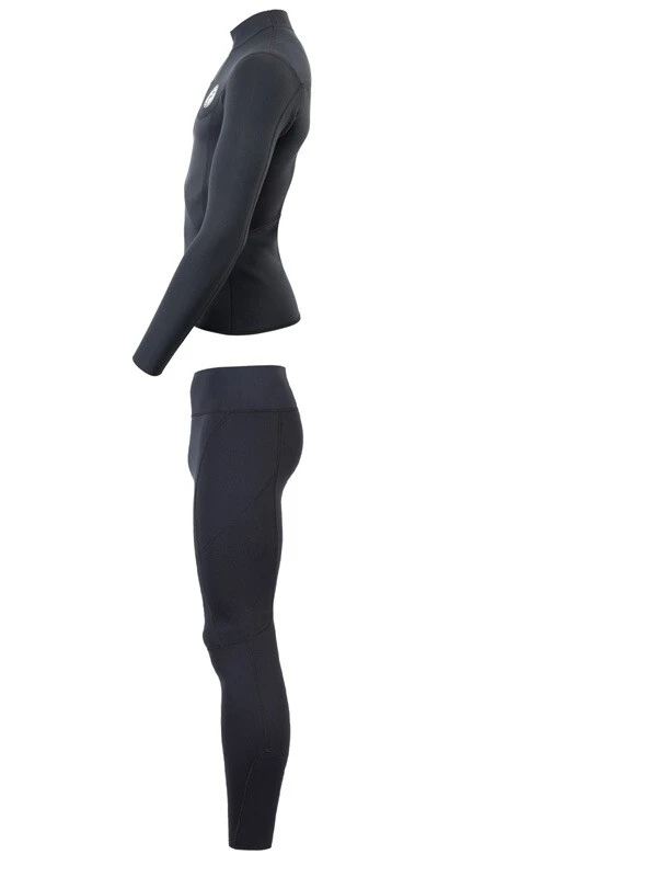 Two Bare Feet Mens Aspect Fleece Lined Zipless Thermal 2.5mm Superstretch Wetsuit Top & Pants Set (Black) - Image 4