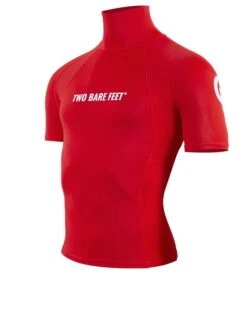 Two Bare Feet Adults Short Sleeve Rash Vest (Red) -Dive Master Shop mens short sleeve red 2