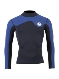 Two Bare Feet Mens Aspect Fleece Lined Zipless Thermal 2.5mm Superstretch Wetsuit Top & Shorts Set (Black/Blue) -Dive Master Shop mwo9tp t