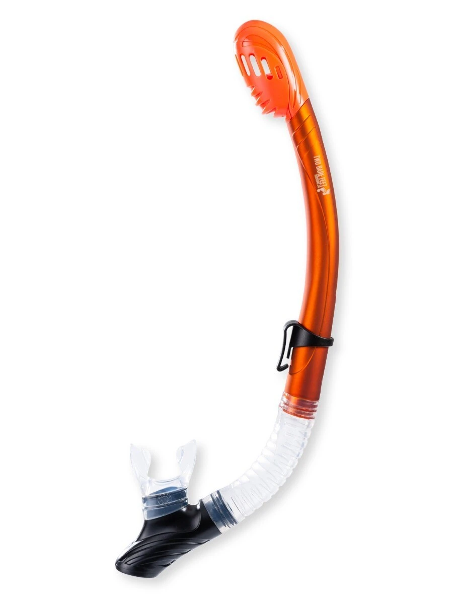 Two Bare Feet DiveSport Dry Top Silicone Snorkel (Orange/Clear) 3 Two Bare Feet DiveSport Dry Top Silicone Snorkel (Orange/Clear)