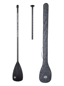 Two Bare Feet 2 Piece Fibreglass Hybrid SUP Paddle & Bag Package (Black)
