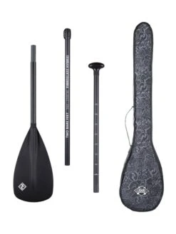 Two Bare Feet 3 Piece Fibreglass Hybrid SUP Paddle & Bag Package (Black)