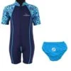 Essentials Baby Swim Kit - Patterned Lycra Arm Wetsuit + Swim Nappy (Aqua)