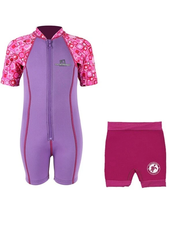 Essentials Baby Swim Kit - Patterned Lycra Arm Wetsuit + Nappy Shorts (Lilac) 3 Essentials Baby Swim Kit - Patterned Lycra Arm Wetsuit + Nappy Shorts (Lilac)