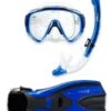 Pro Dive Series Silicone Mask, Dry Top Snorkel & F70 Fins 3 Piece Set 2 (Blue) -Dive Master Shop pro dive series silicone mask dry top snorkel f70 fins 3 piece blue set 2