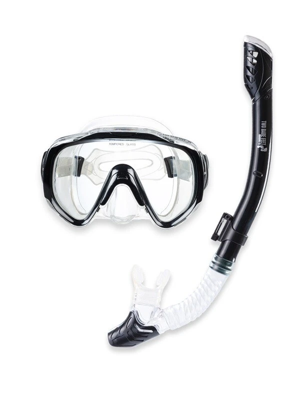 Pro Dive Series Silicone Mask, Dry Top Snorkel & F70 Fins 3 Piece Set 2 (Black) - Image 2