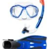 PVC Mask Snorkel & F52 Fins 3pc Set (Marine Blue) -Dive Master Shop pvc mask snorkel f52 fins 3pc set blue 2 1