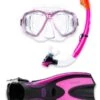 Two Bare Feet Adult PVC Mask, Snorkel & F70 Fins 3 Piece Set (Pink) -Dive Master Shop pvc mask snorkel f70 fins 3pc set pink