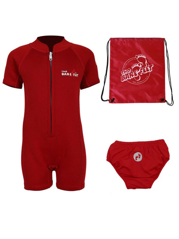 Deluxe Baby Swim Set - Classic Wetsuit + Swim Nappy + Bag (Red) 3 Deluxe Baby Swim Set - Classic Wetsuit + Swim Nappy + Bag (Red)