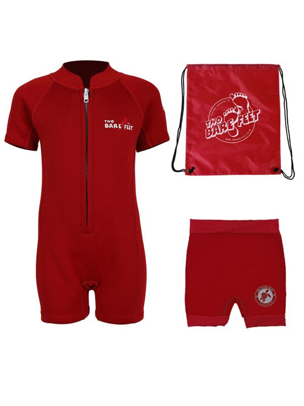 Deluxe Baby Swim Kit - Classic Wetsuit + Nappy Shorts + Bag (Red) 3 Deluxe Baby Swim Kit - Classic Wetsuit + Nappy Shorts + Bag (Red)