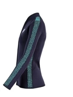 Two Bare Feet Womens Silicone Print Series Full Zip 2.5mm Wetsuit Jacket (Black/Mint) -Dive Master Shop silicone series jacket mint 3