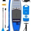 Two Bare Feet Sport Air (Allround XL) 10'10" X 33" X 6" Inflatable SUP Deluxe Fibreglass Hybrid Pack (Blue) -Dive Master Shop sport air 10 10 blue fibreglass pack