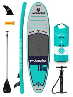 Two Bare Feet Sport Air (Allround XL) 10'10" X 33" X 6" Inflatable SUP Starter Pack (Teal)