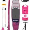 Two Bare Feet Sport Air (Touring) 12'0" X 33" X 6" Inflatable SUP Deluxe Fibreglass Hybrid Pack (Raspberry) -Dive Master Shop sport air 12 raspberry fibreglass pack 1