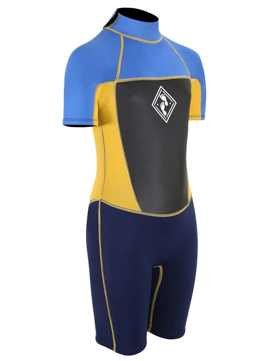 Two Bare Feet Squadron 3/2mm Junior Shorty Wetsuit (Blue/Yellow/Blue) - Image 8