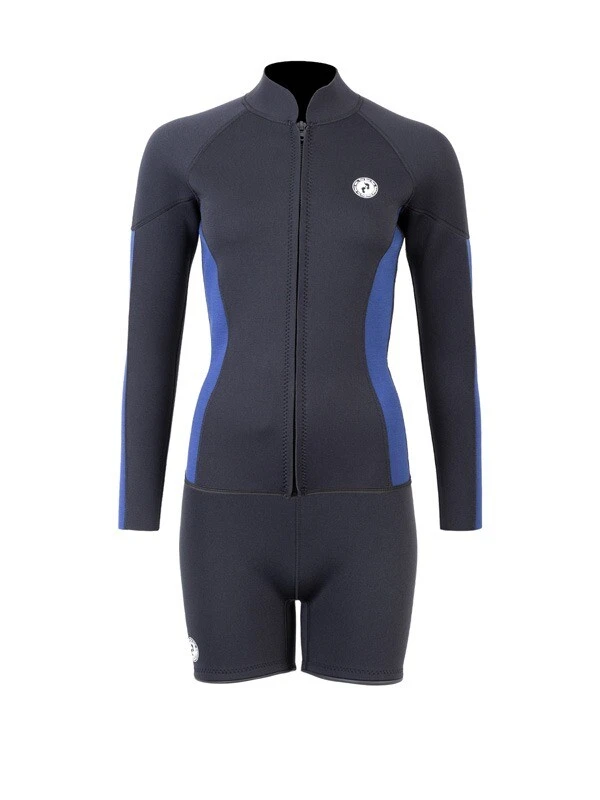 Two Bare Feet Unisex Perspective Full Zip 2.5mm Wetsuit Jacket & Hotpants Set (Black/Blue) 3 Two Bare Feet Unisex Perspective Full Zip 2.5mm Wetsuit Jacket & Hotpants Set (Black/Blue)