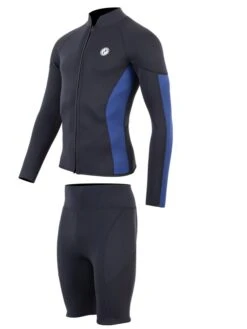 Two Bare Feet Perspective Full Zip 2.5mm Wetsuit Jacket & Shorts Set (Black/Blue) -Dive Master Shop u5hd9z i