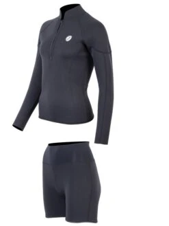 Two Bare Feet Unisex Perspective Half Zip 2.5mm Wetsuit Jacket & Hotpants Set (Black) -Dive Master Shop ueiqyt u