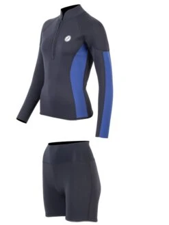 Two Bare Feet Unisex Perspective Half Zip 2.5mm Wetsuit Jacket & Hotpants Set (Black/Blue) -Dive Master Shop ufm7ec 0