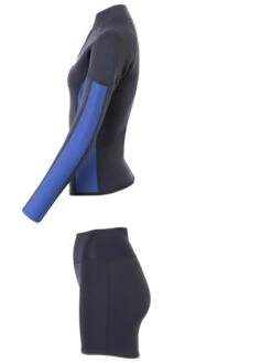 Two Bare Feet Unisex Perspective Half Zip 2.5mm Wetsuit Jacket & Hotpants Set (Black/Blue) -Dive Master Shop ufm7ec 7