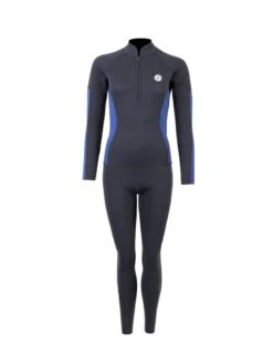 Two Bare Feet Unisex Perspective Half Zip 2.5mm Wetsuit Jacket & Pants Set (Black/Blue)