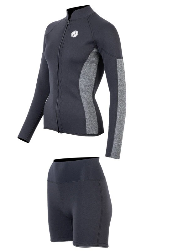 Two Bare Feet Unisex Perspective Full Zip 2.5mm Wetsuit Jacket & Hotpants Set (Black/Grey) 5 Two Bare Feet Unisex Perspective Full Zip 2.5mm Wetsuit Jacket & Hotpants Set (Black/Grey) - Image 3