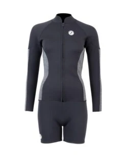 Two Bare Feet Unisex Perspective Full Zip 2.5mm Wetsuit Jacket & Hotpants Set (Black/Grey)