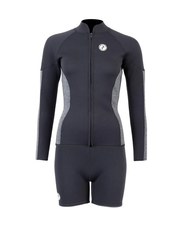 Two Bare Feet Unisex Perspective Full Zip 2.5mm Wetsuit Jacket & Hotpants Set (Black/Grey) 3 Two Bare Feet Unisex Perspective Full Zip 2.5mm Wetsuit Jacket & Hotpants Set (Black/Grey)