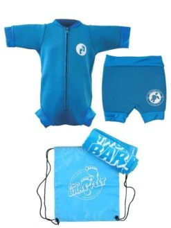 Premier Baby Swim Kit - Newborn Wetsuit + Nappy Shorts + Towel + Bag (Aqua)