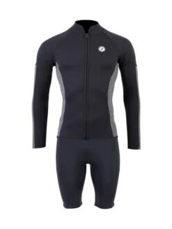 Two Bare Feet Perspective Full Zip 2.5mm Wetsuit Jacket & Shorts Set (Black/Grey)