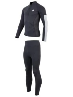 Two Bare Feet Perspective Half Zip 2.5mm Wetsuit Jacket & Pants Set (Black/Grey/Grey) -Dive Master Shop unisex perspective halfzip jacket black grey grey vista pants 3