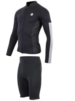 Two Bare Feet Perspective Full Zip 2.5mm Wetsuit Jacket & Shorts Set (Black/Grey/Grey) -Dive Master Shop utin8f s