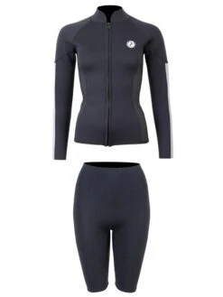 Two Bare Feet Unisex Perspective Full Zip 2.5mm Wetsuit Jacket & Shorts Set (Black/Grey/Grey) -Dive Master Shop utin8f t 1