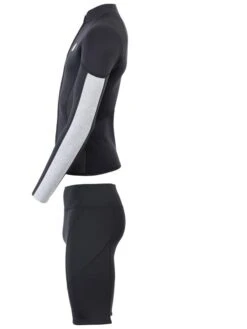 Two Bare Feet Perspective Full Zip 2.5mm Wetsuit Jacket & Shorts Set (Black/Grey/Grey) -Dive Master Shop utin8f z