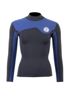 Two Bare Feet Womens Aspect Fleece Lined Zipless Thermal 2.5mm Superstretch Wetsuit Top & Pants Set (Black/Blue) -Dive Master Shop w3s3fr s