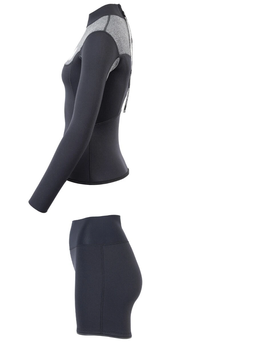 Two Bare Feet Womens Aspect Back Zip 2.5mm Wetsuit Jacket & Hotpants Set (Black/Grey) 6 Two Bare Feet Womens Aspect Back Zip 2.5mm Wetsuit Jacket & Hotpants Set (Black/Grey) - Image 4