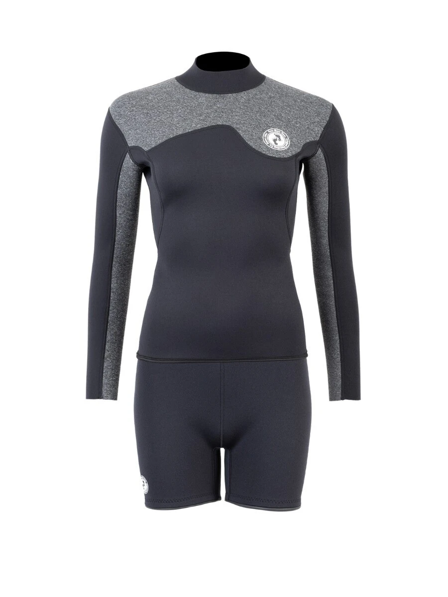 Two Bare Feet Womens Aspect Back Zip 2.5mm Wetsuit Jacket & Hotpants Set (Black/Grey) 3 Two Bare Feet Womens Aspect Back Zip 2.5mm Wetsuit Jacket & Hotpants Set (Black/Grey)