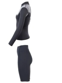 Two Bare Feet Womens Aspect Back Zip 2.5mm Wetsuit Jacket & Shorts Set (Black/Grey Stripes) -Dive Master Shop w4wb7b k