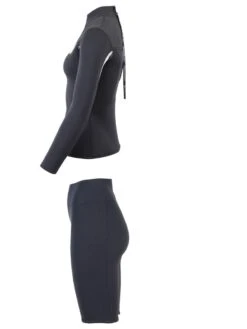 Two Bare Feet Womens Aspect Back Zip 2.5mm Wetsuit Jacket & Shorts Set (Black/Grey/Grey) -Dive Master Shop w89q3f y